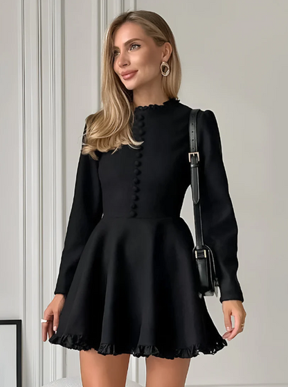 AVORA | ABITO CORTO NERO (SCOLLO TONDO)