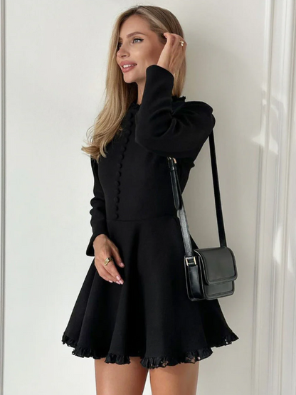 AVORA | ABITO CORTO NERO (SCOLLO TONDO)