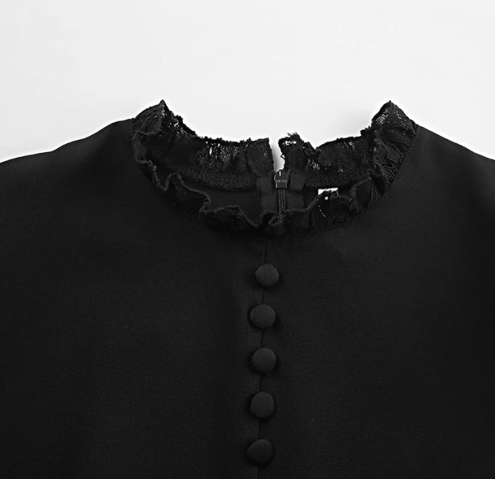 AVORA | ABITO CORTO NERO (SCOLLO TONDO)